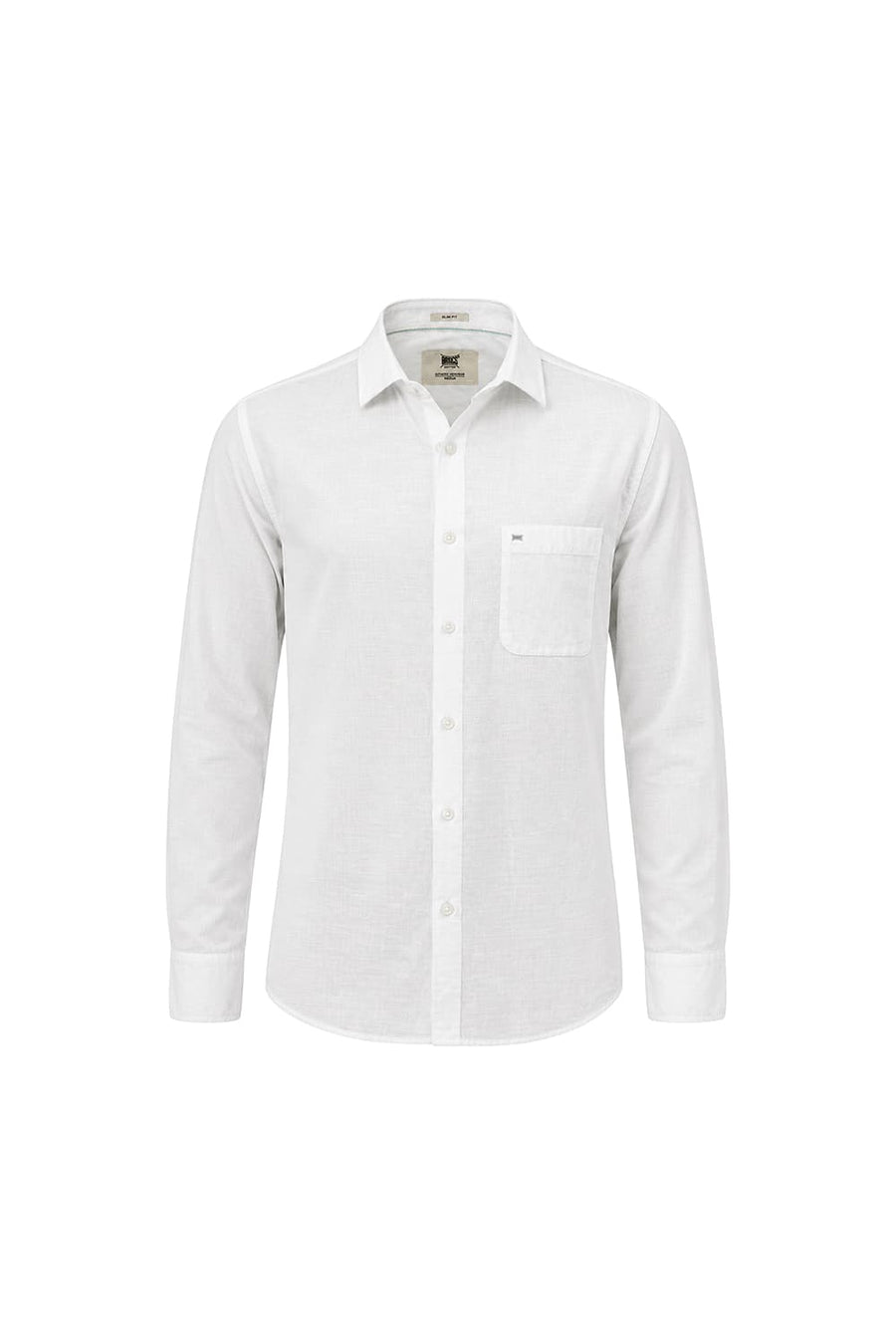BASICS SLIM FIT STALACTITE WHITE COTTON SLUB DOBBY SHIRT