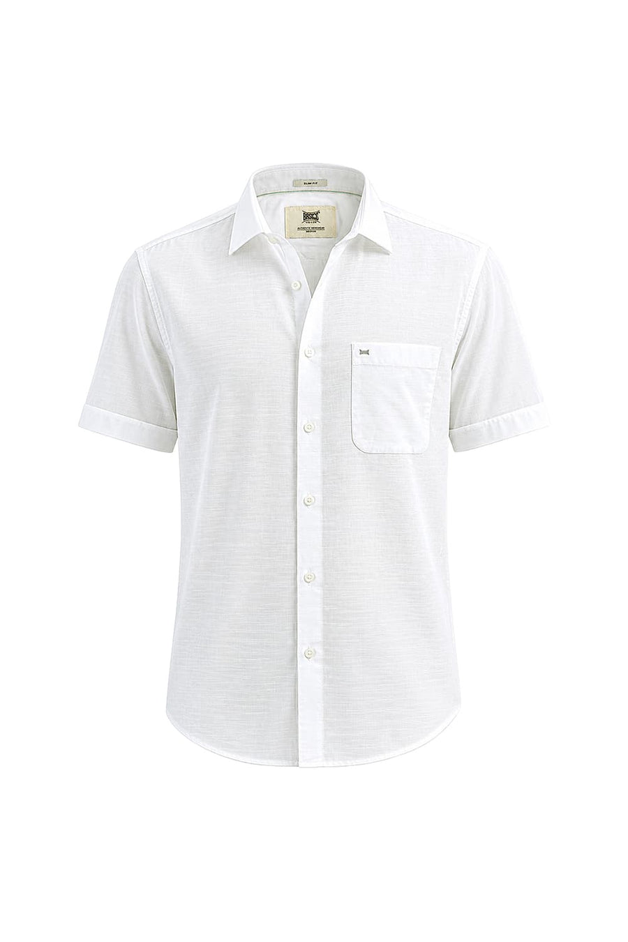 BASICS SLIM FIT STALACTITE WHITE COTTON SLUB DOBBY HALFSLEEVES SHIRT