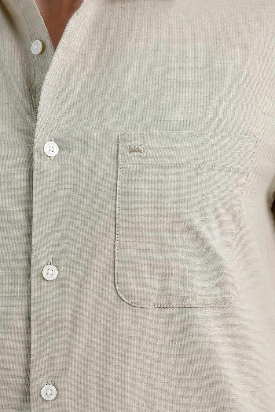 BASICS SLIM FIT SILVER SAGE COTTON SLUB DOBBY SHIRT