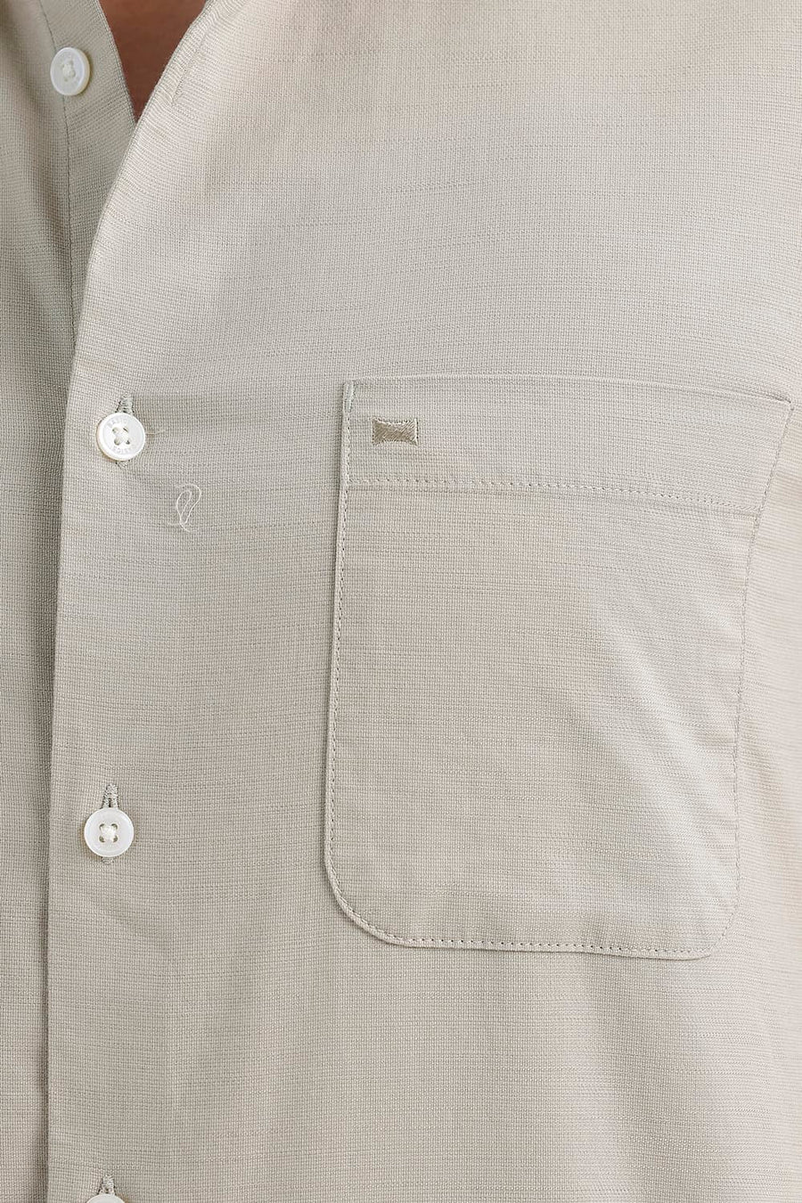 BASICS SLIM FIT SILVER SAGE COTTON SLUB DOBBY HALFSLEEVES SHIRT