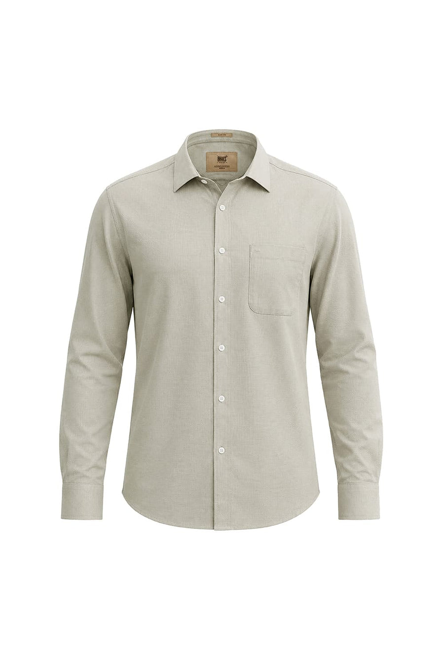 BASICS SLIM FIT SILVER SAGE COTTON SLUB DOBBY SHIRT