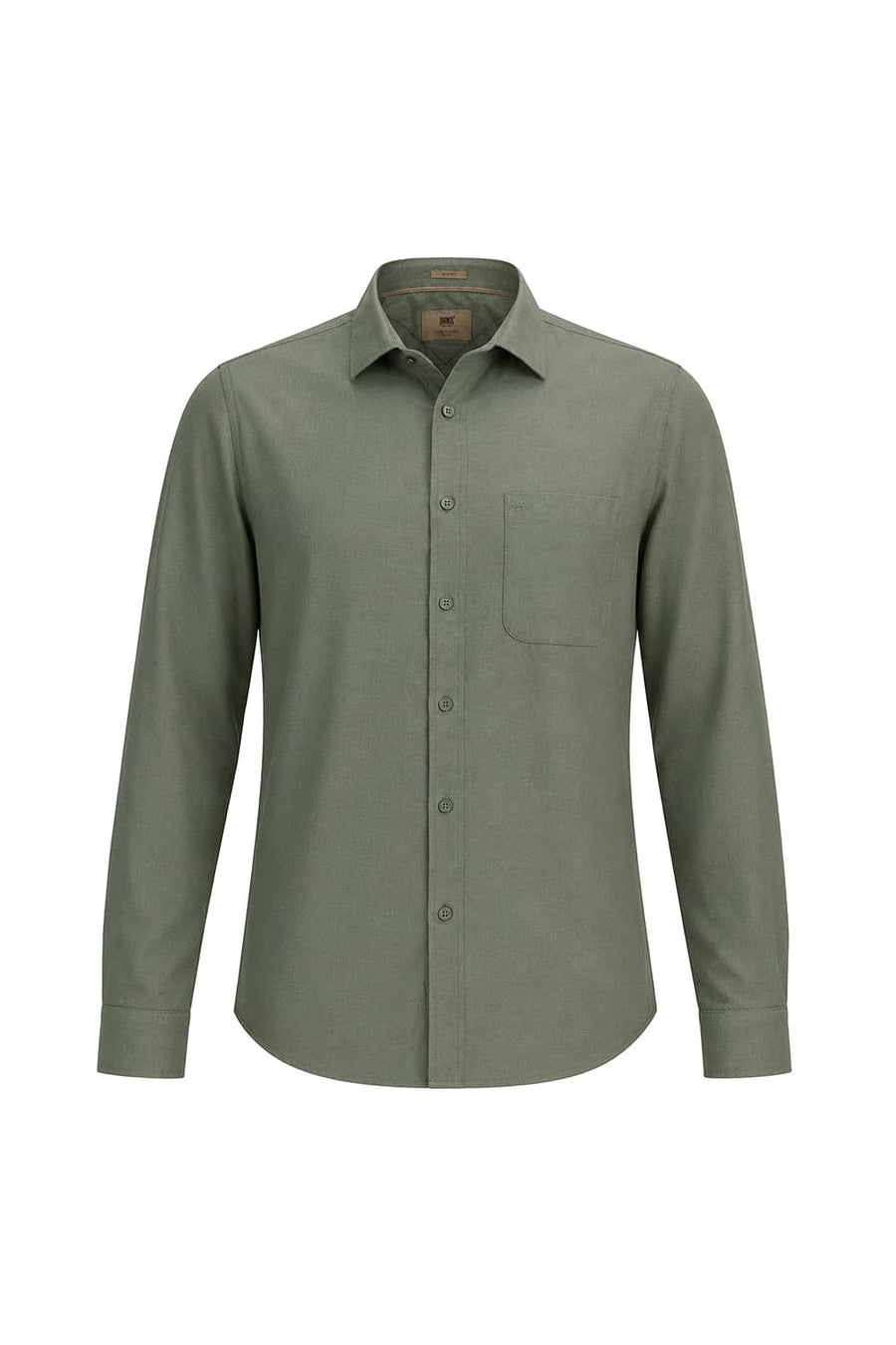 BASICS SLIM FIT LICHEN GREEN COTTON SLUB DOBBY SHIRT