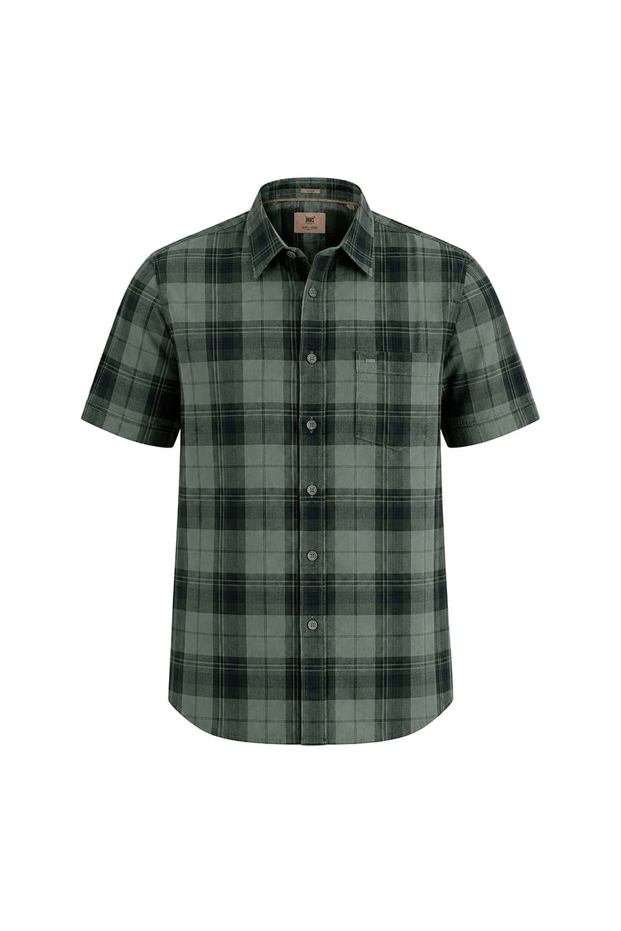 BASICS SLIM FIT OIL GREEN COTTON HERRING BONE CHECKS HALFSLEEVES SHIRT