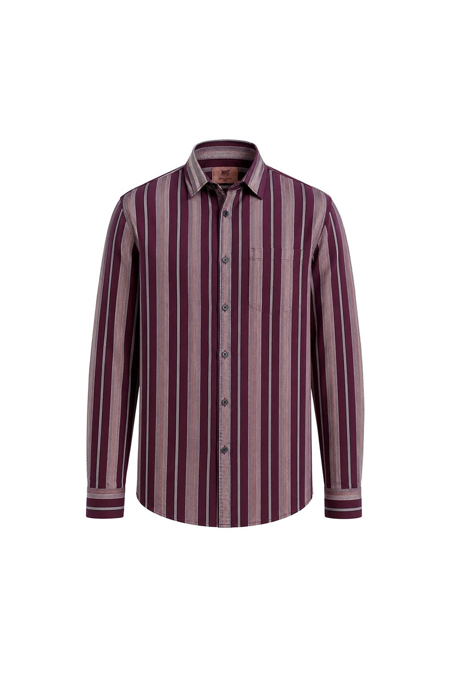 BASICS SLIM FIT ROYALE MAROON COTTON DOBBY STRIPE SHIRT