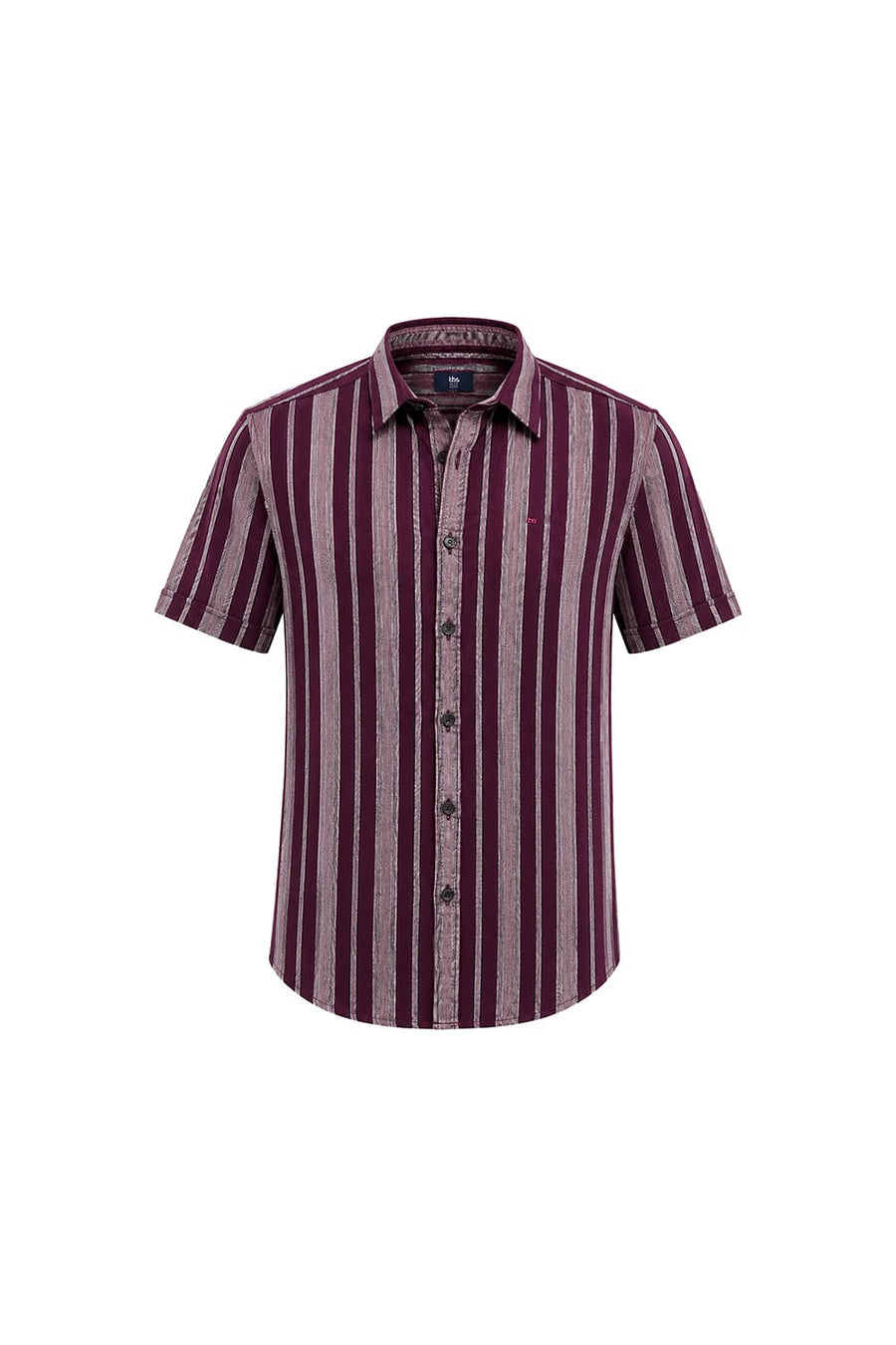 BASICS SLIM FIT ROYALE MAROON COTTON DOBBY STRIPE HALFSLEEVES SHIRT