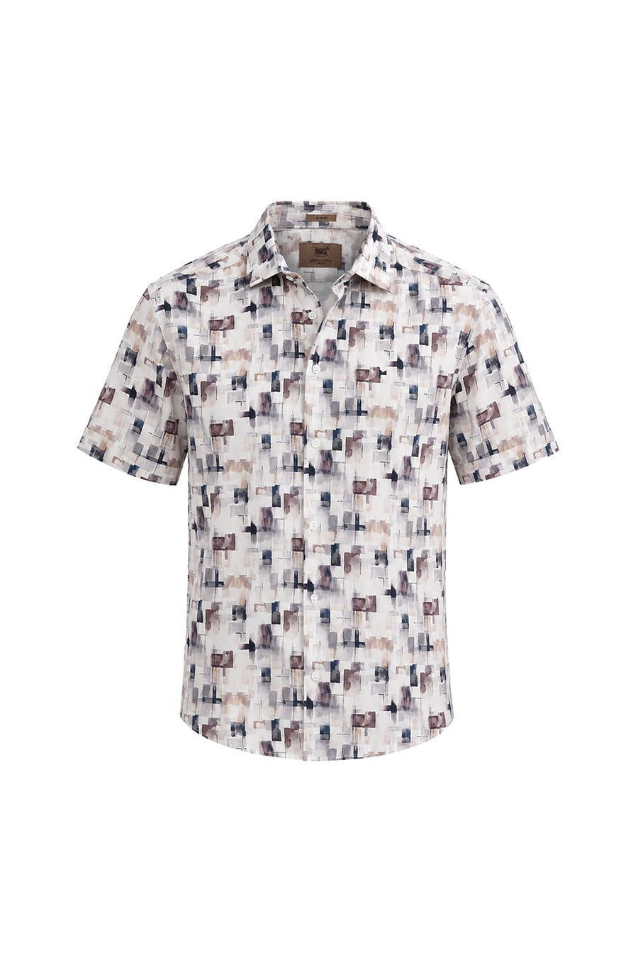 BASICS SLIM FIT CLOUD NAVY COTTON VISCOSE DIGITAL PRINTED HALFSLEEVES SHIRT