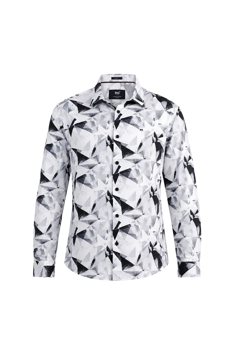 BASICS SLIM FIT LUCENT WHITE COTTON VISCOSE DIGITAL PRINTED SHIRT
