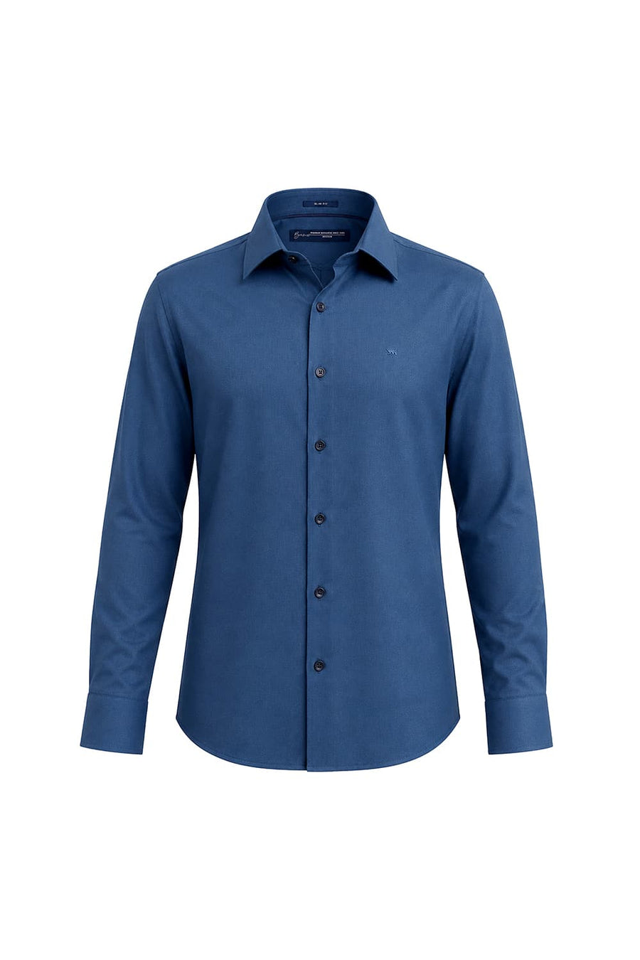 BASICS SLIM FIT POSEIDON NAVY BAMBOO POLYESTER STRETCH TWILL SHIRT
