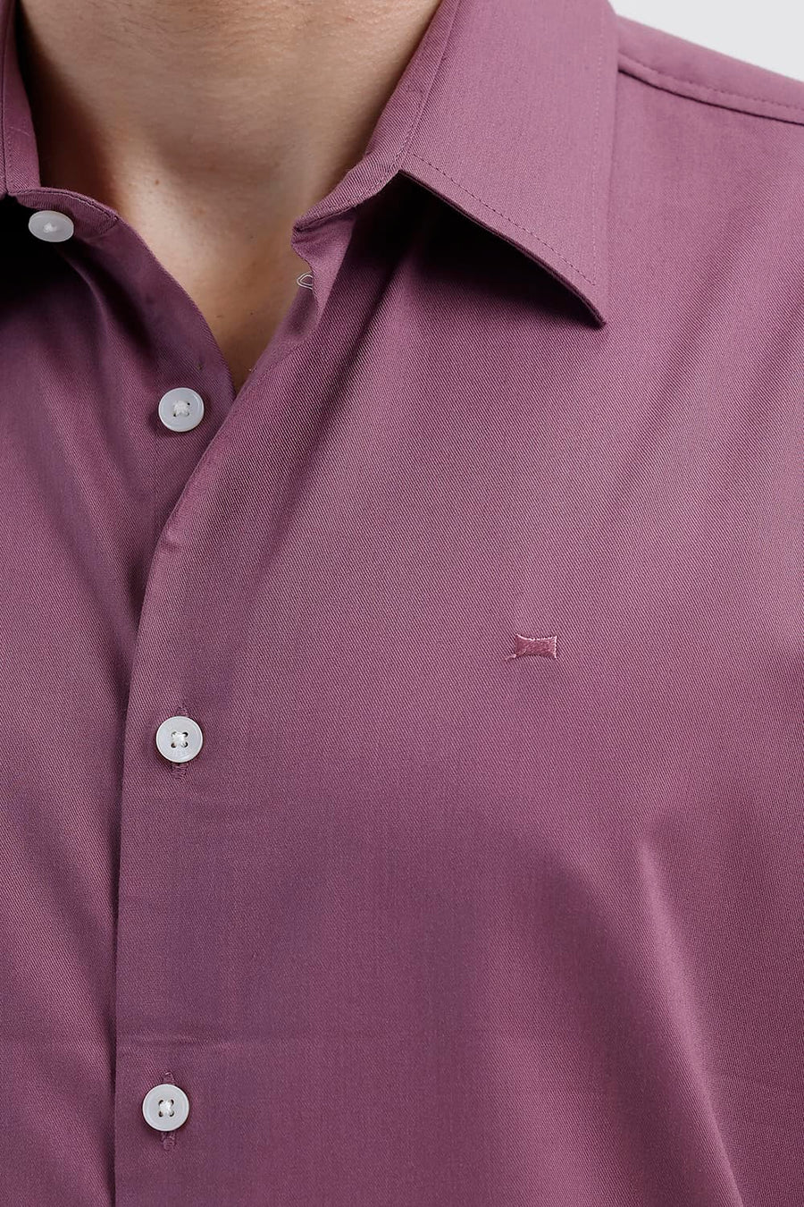 BASICS SLIM FIT TULIPWOOD PURPLE BAMBOO POLYESTER STRETCH TWILL SHIRT