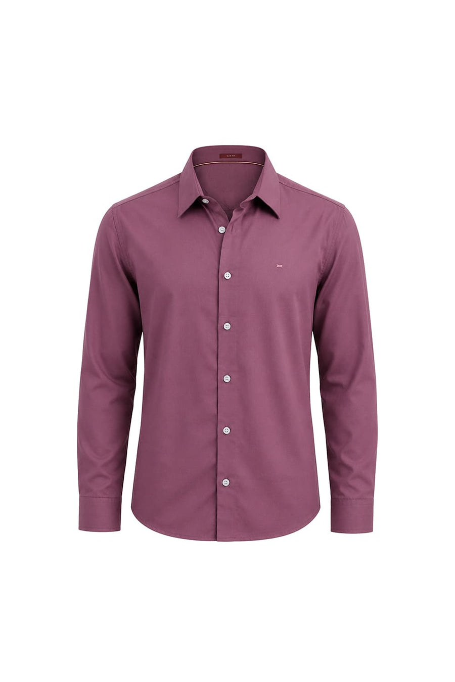 BASICS SLIM FIT TULIPWOOD PURPLE BAMBOO POLYESTER STRETCH TWILL SHIRT