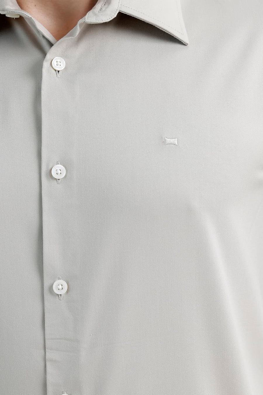 BASICS SLIM FIT MINERAL GRAY BAMBOO POLYESTER STRETCH TWILL SHIRT
