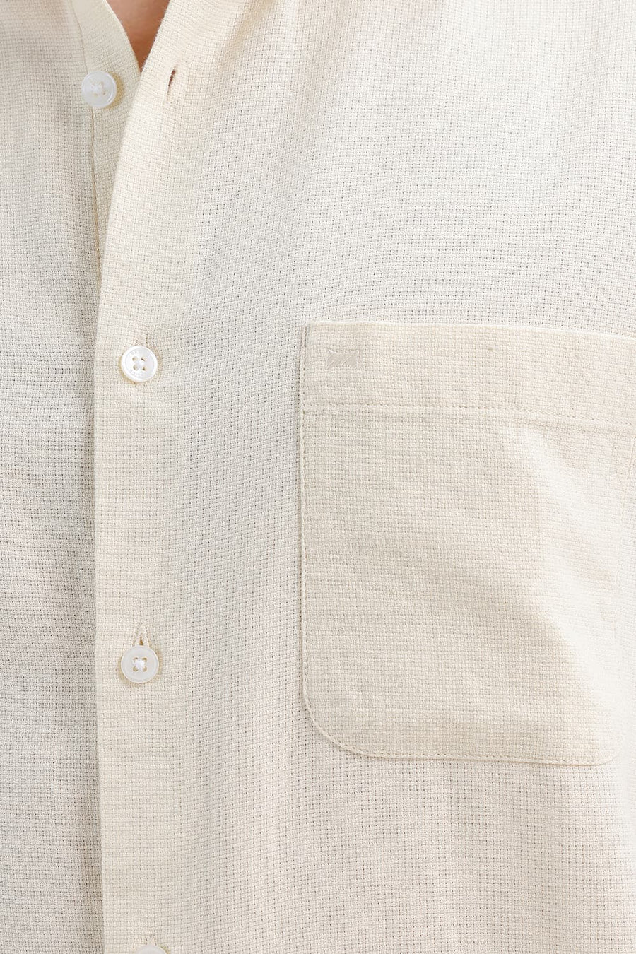 BASICS SLIM FIT PAPYRUS YELLOW COTTON VISCOSE DOBBY HALFSLEEVES SHIRT