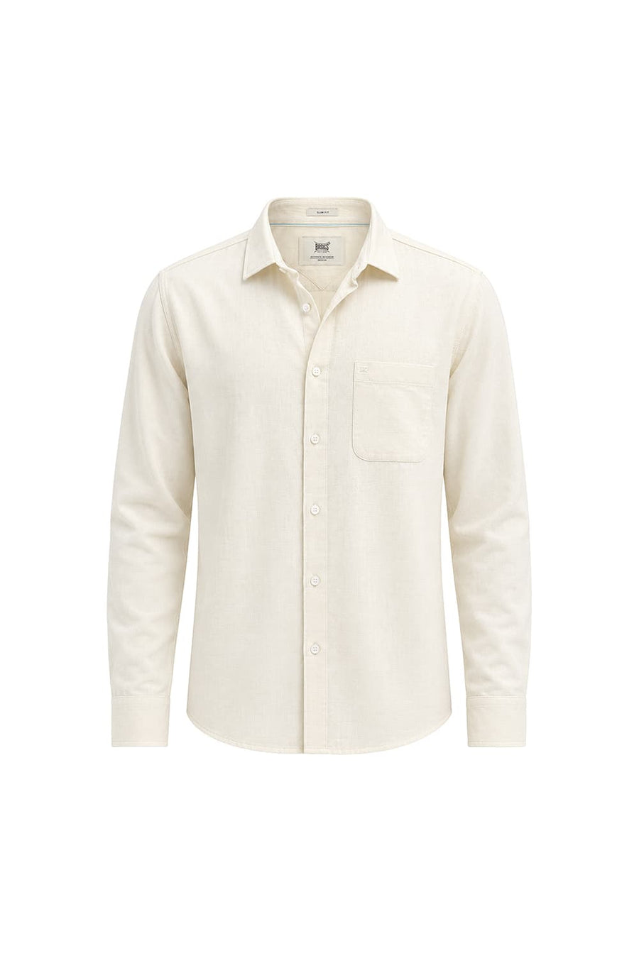 BASICS SLIM FIT PAPYRUS YELLOW COTTON VISCOSE DOBBY SHIRT