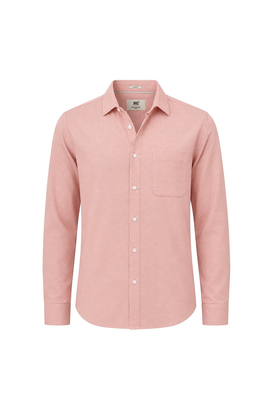 BASICS SLIM FIT MELLOW PEACH COTTON VISCOSE DOBBY SHIRT