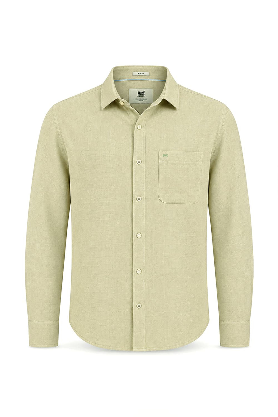 BASICS SLIM FIT ALOE GREEN COTTON VISCOSE DOBBY SHIRT