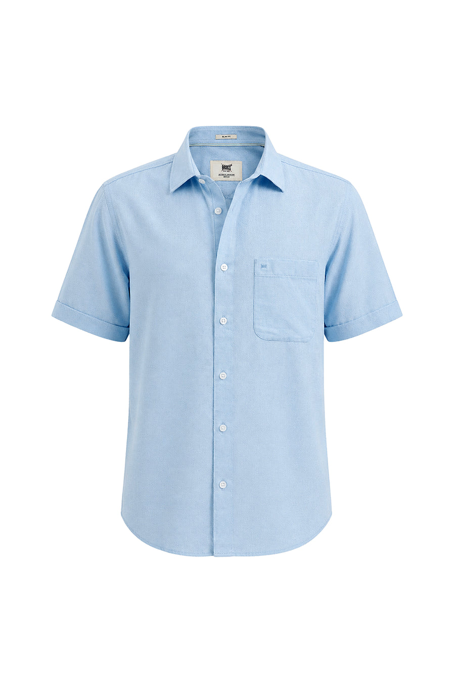 BASICS SLIM FIT SUMMER BLUE COTTON VISCOSE DOBBY HALFSLEEVES SHIRT