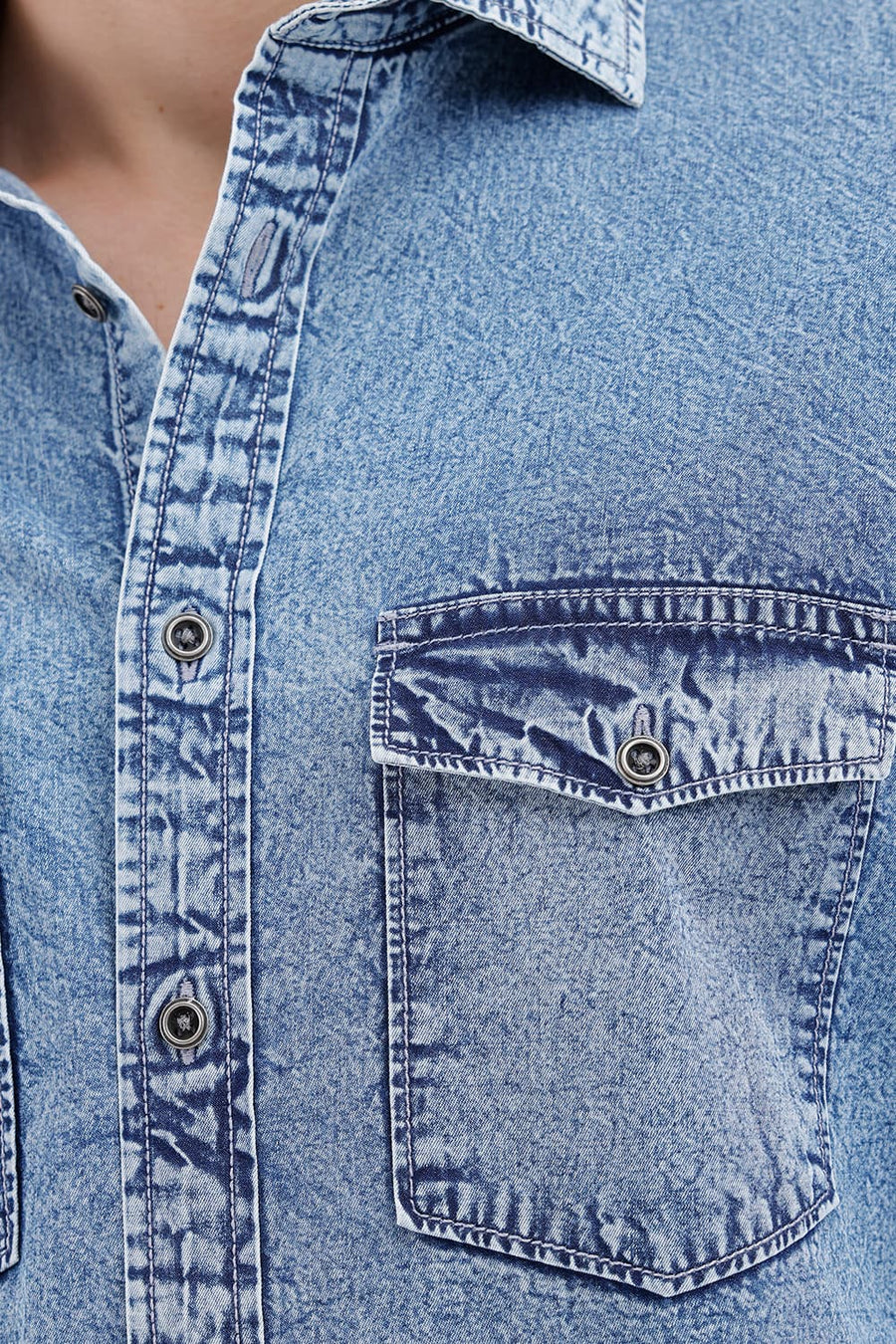 BASICS SLIM FIT CAPTAINS BLUE COTTON INDIGO SHIRT