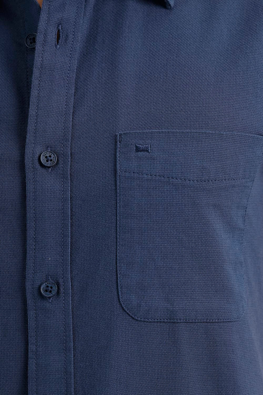 BASICS SLIM FIT MAJOLICA BLUE COTTON HOPSACK DOBBY HALFSLEEVES SHIRT