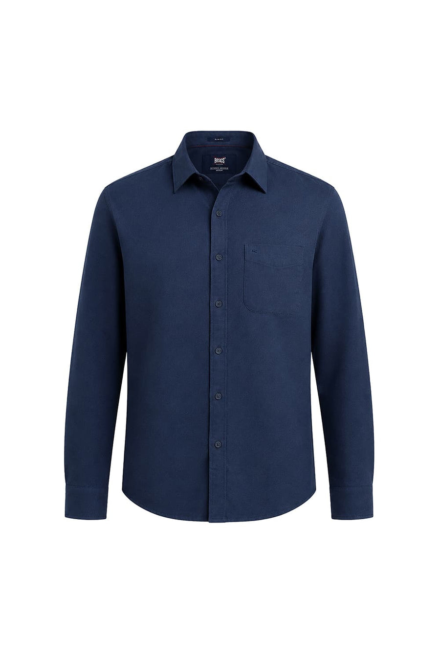 BASICS SLIM FIT MAJOLICA BLUE COTTON HOPSACK DOBBY SHIRT