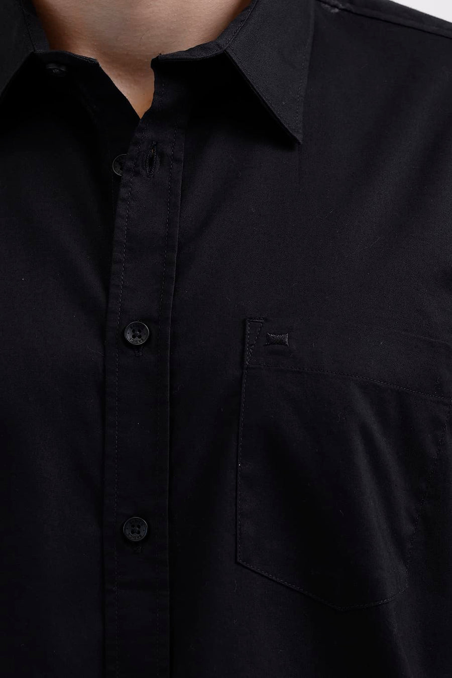 BASICS SLIM FIT VULCAN BLACK COTTON OXFORD SHIRT
