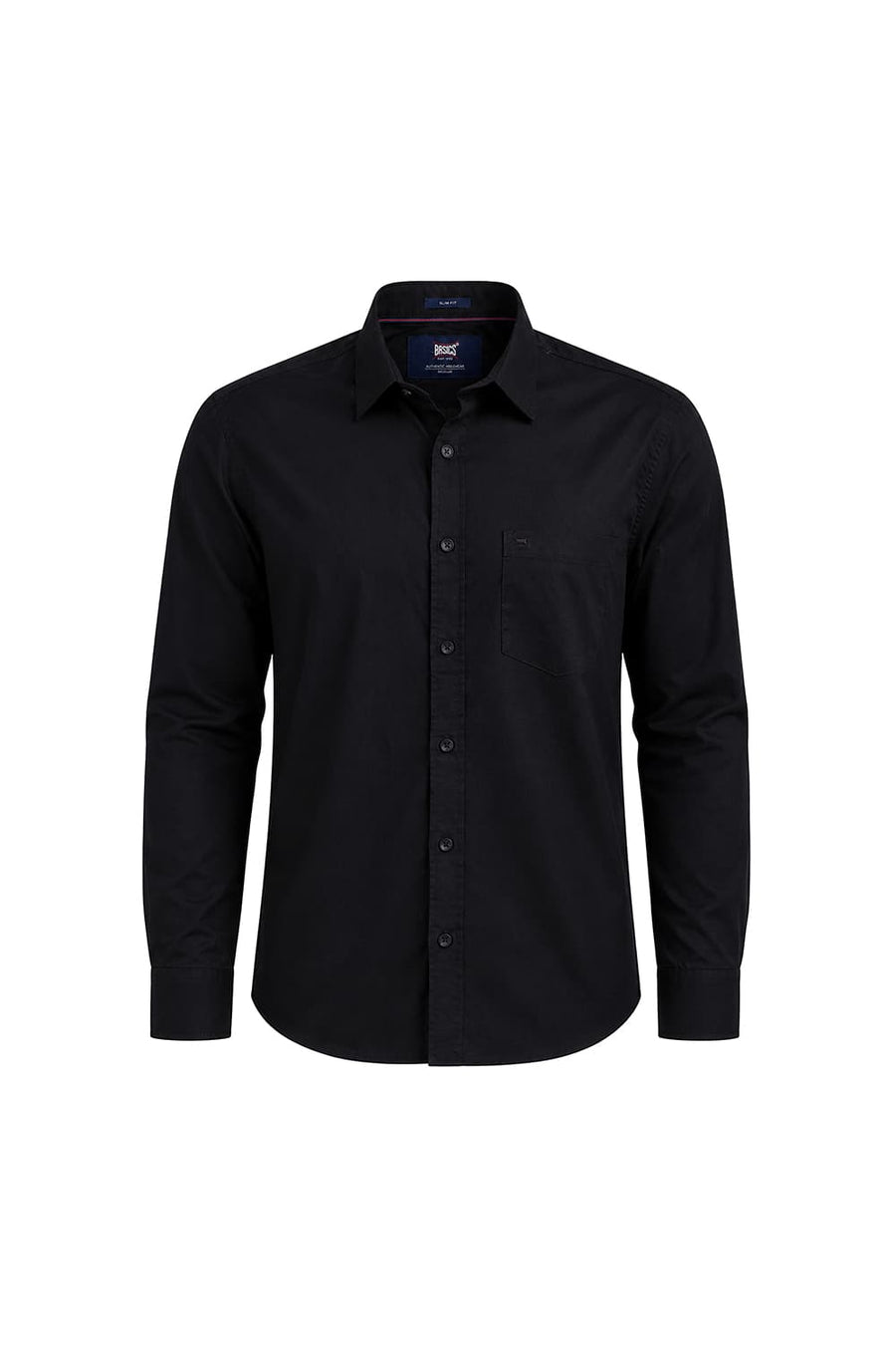BASICS SLIM FIT VULCAN BLACK COTTON OXFORD SHIRT
