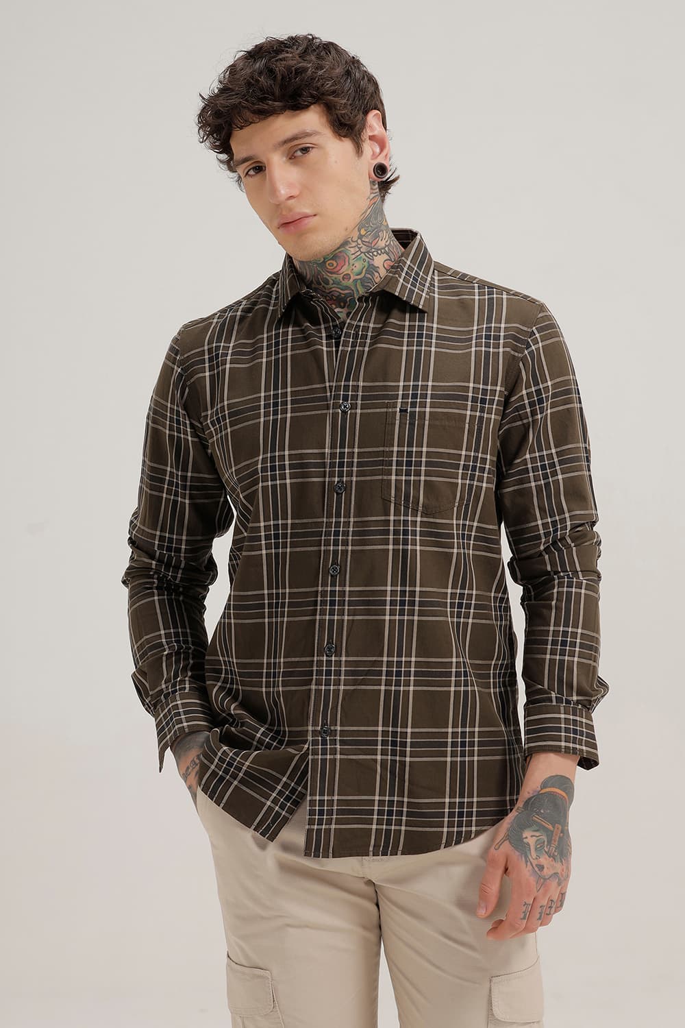 SLIM FIT TWILL CHECKS SHIRT