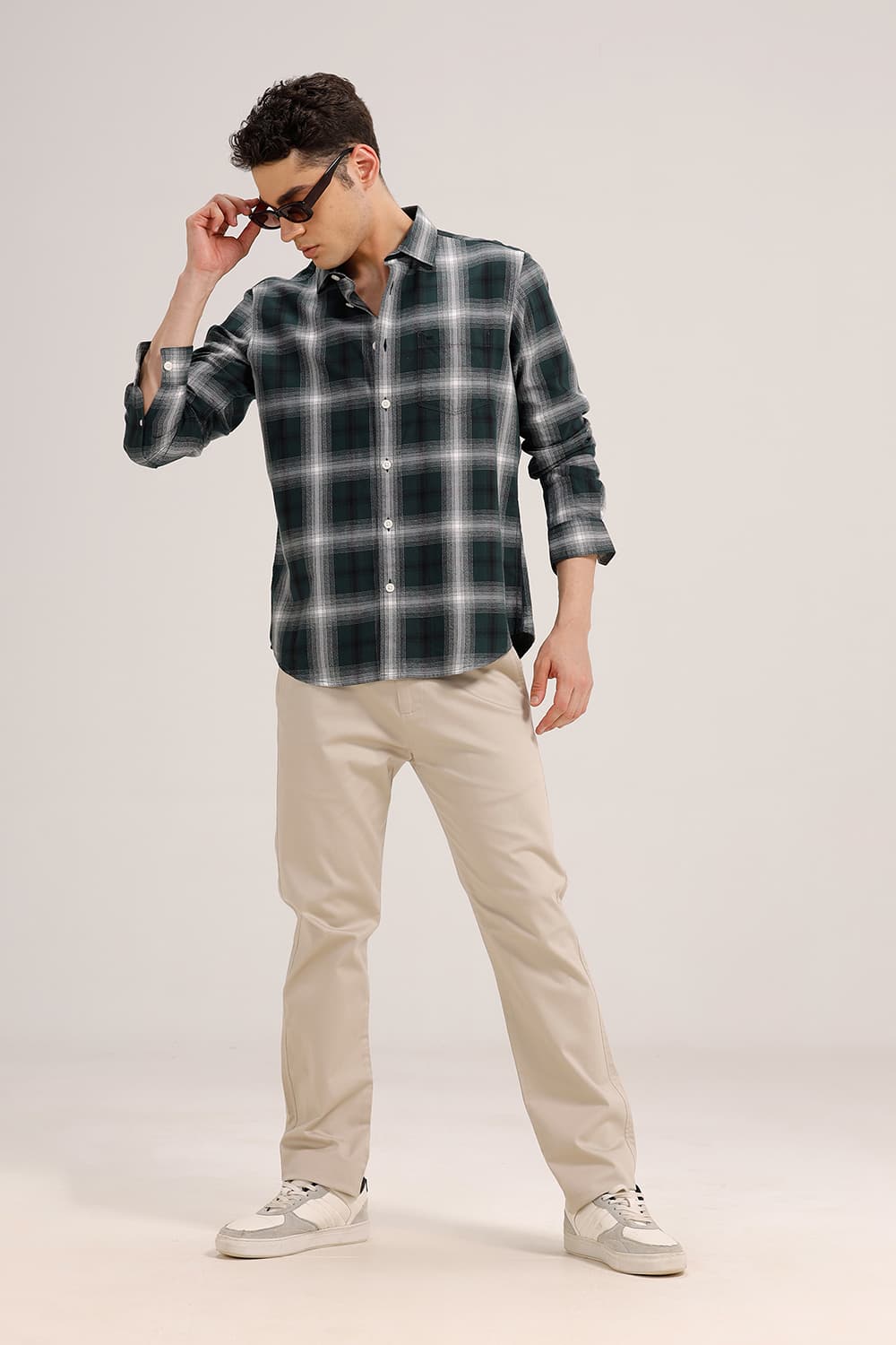 SLIM FIT COTTON GRINDLE CHECKS SHIRT