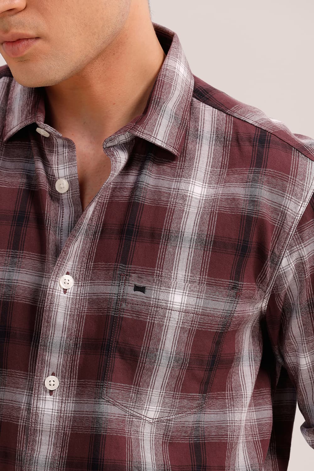 SLIM FIT COTTON GRINDLE CHECKS SHIRT