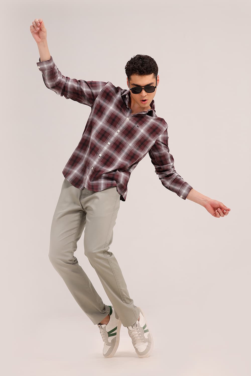 SLIM FIT COTTON GRINDLE CHECKS SHIRT