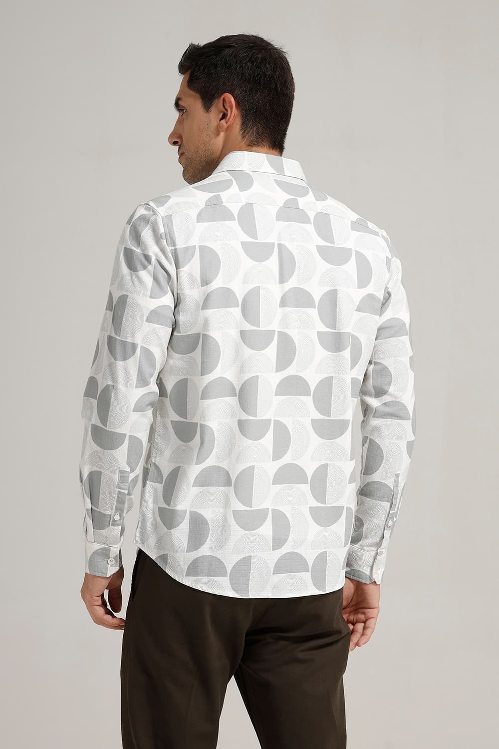 SLIM FIT COTTON HOPSACK PRINTED SHIRT