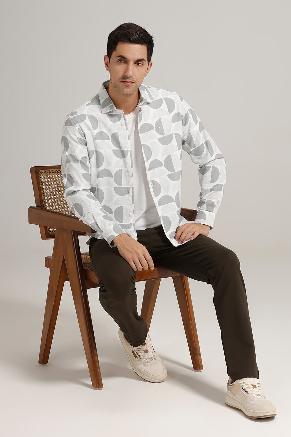 SLIM FIT COTTON HOPSACK PRINTED SHIRT