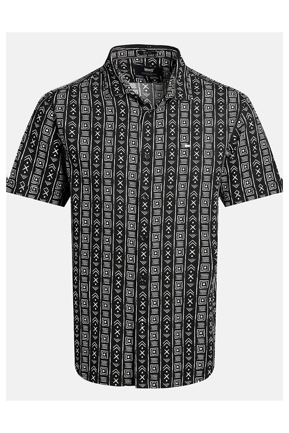 SLIM FIT COTTON HOPSACK PRINTED HALFSLEEVES SHIRT