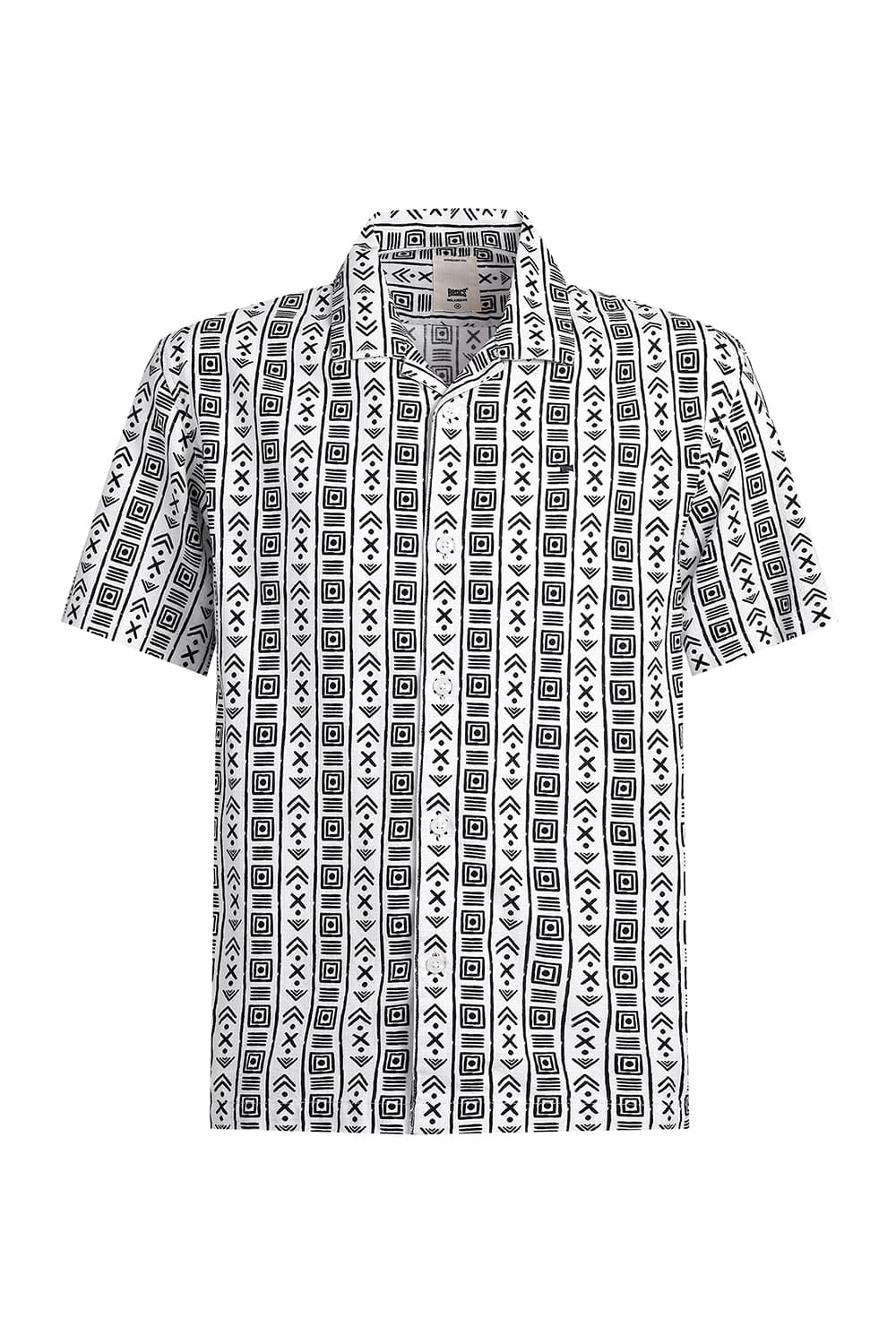 RELAXED FIT COTTON HOPSACK PRINTED HALFSLEEVES SHIRT