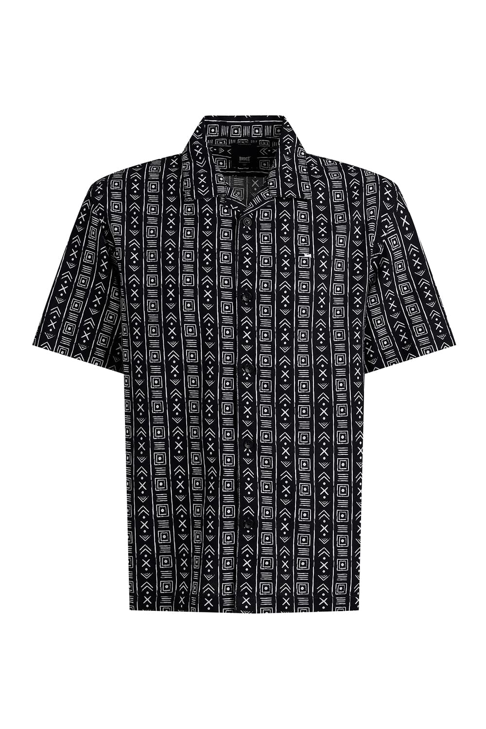 RELAXED FIT COTTON HOPSACK PRINTED HALFSLEEVES SHIRT