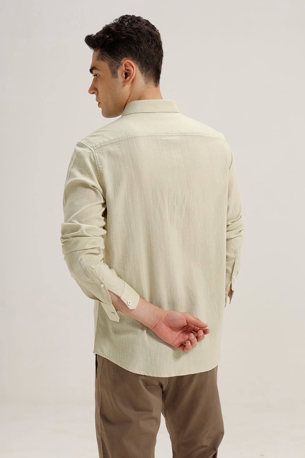 SLIM FIT COTTON DOBBY STRIPE SHIRT