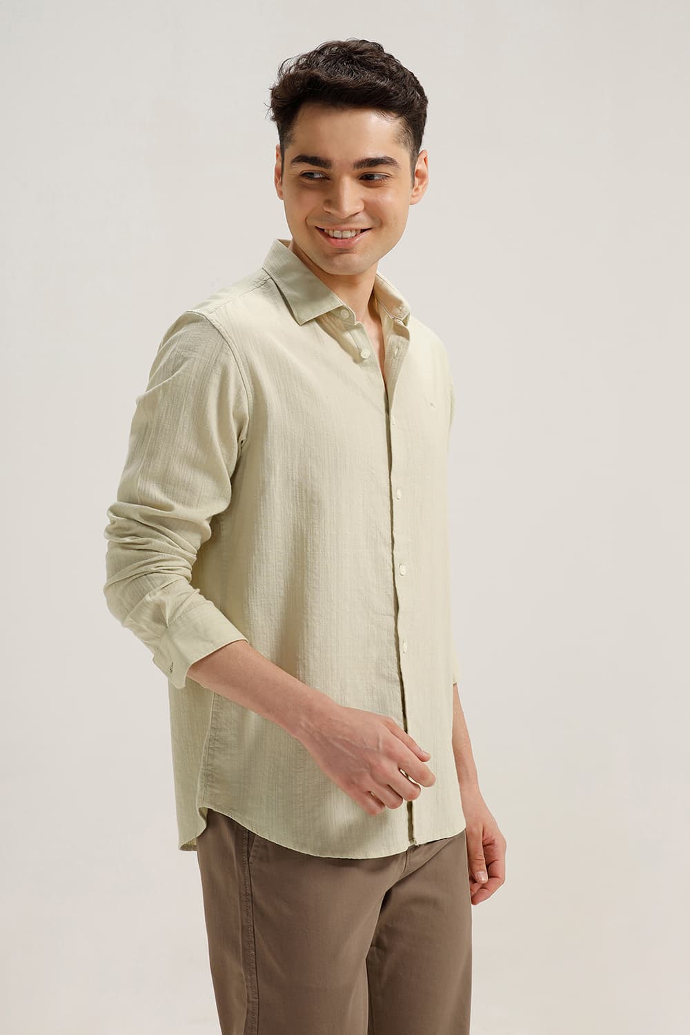 SLIM FIT COTTON DOBBY STRIPE SHIRT