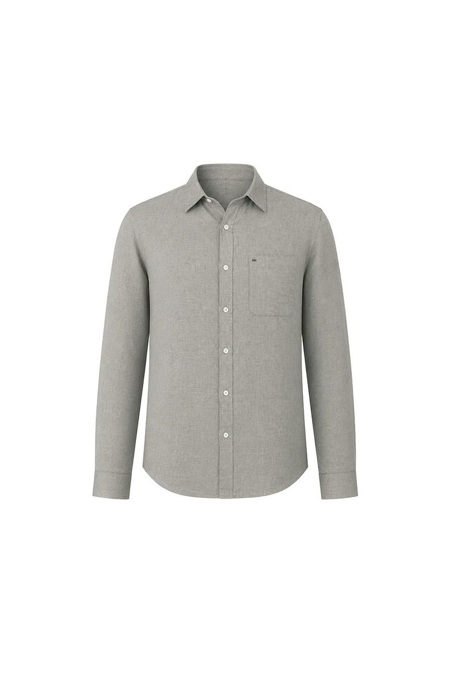 BASICS SLIM FIT SILVER GREEN LINEN COTTON SHIRT