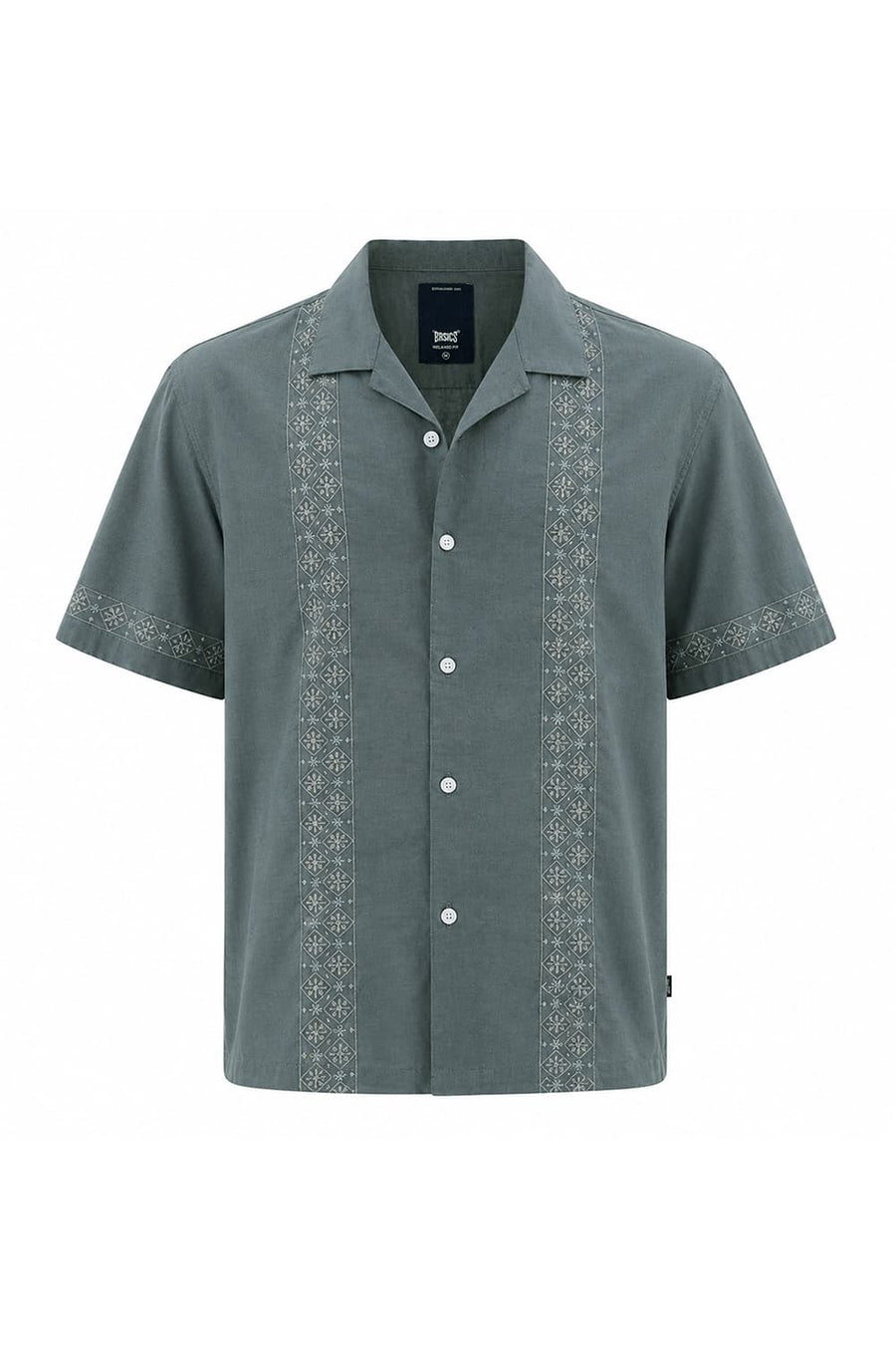 BASICS RELAXED FIT BALSAM GREY LYOCELL LINEN HALFSLEEVES SHIRT
