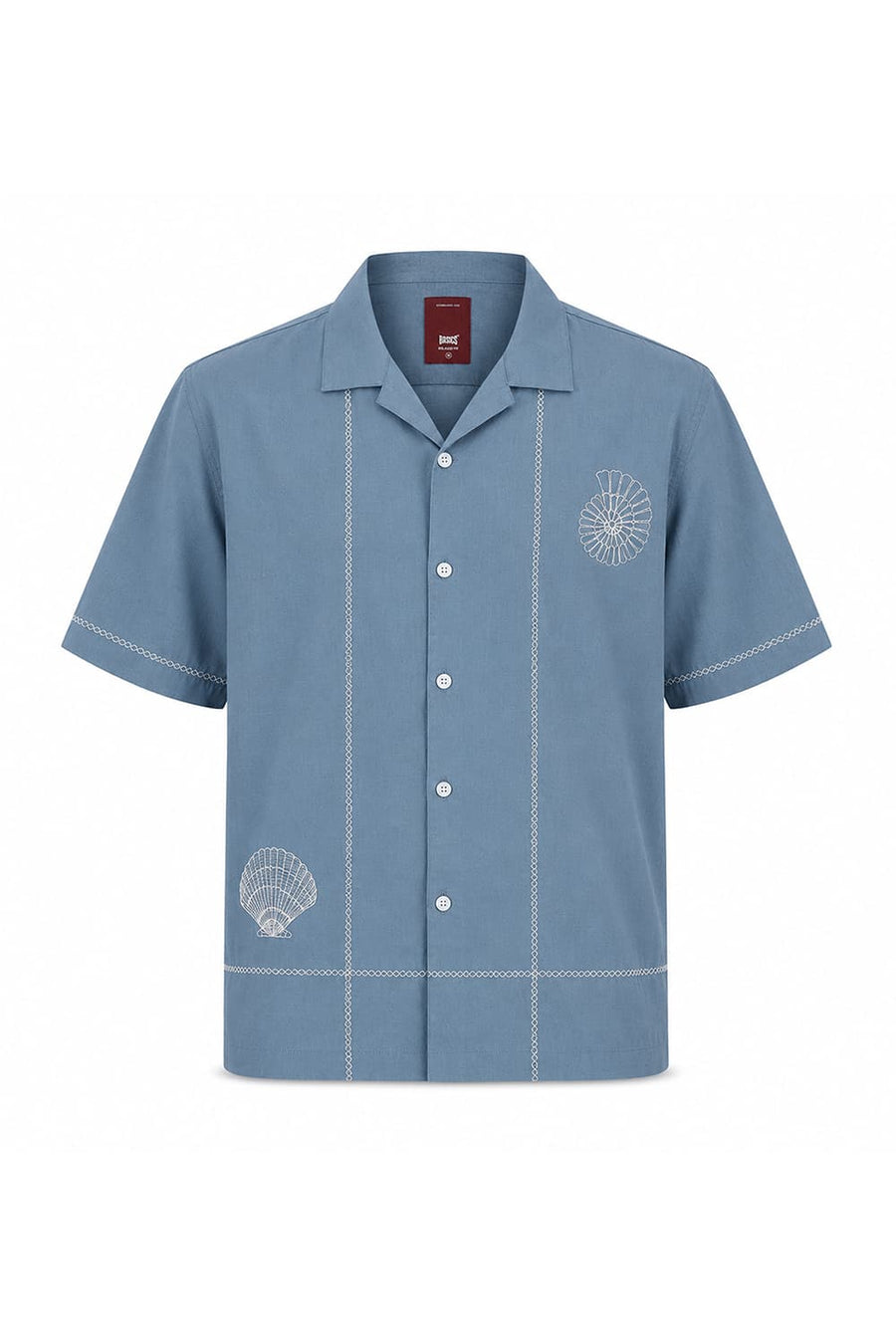 BASICS RELAXED FIT PROVINCIAL BLUE LYOCELL LINEN HALFSLEEVES SHIRT