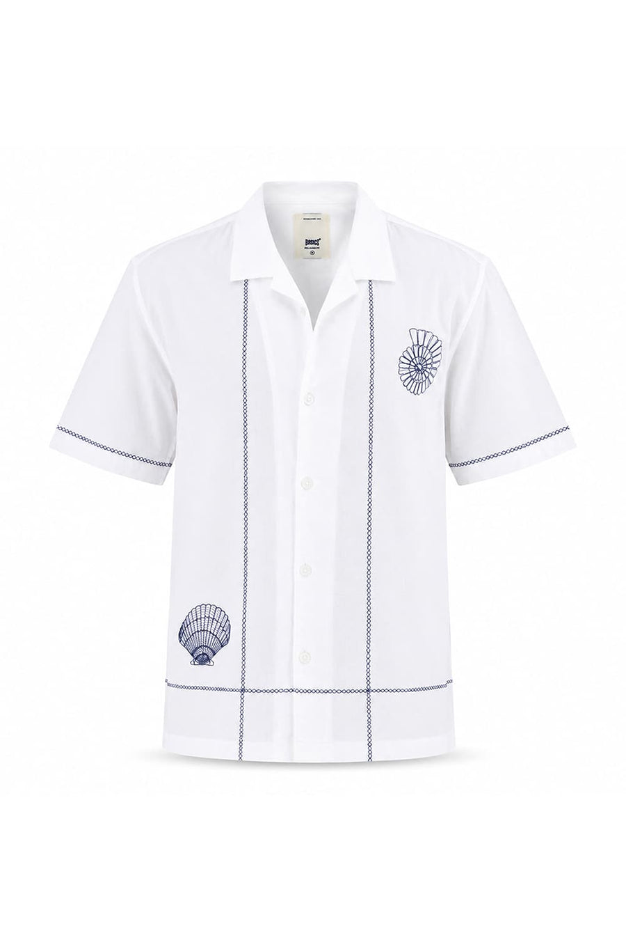 BASICS RELAXED FIT WHITE CLOUDS COTTON SLUB DOBBY HALFSLEEVES SHIRT