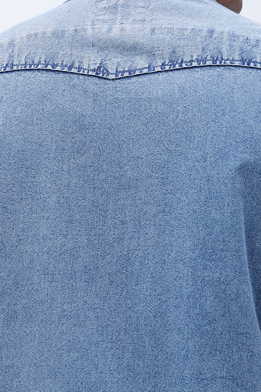 BASICS SLIM FIT BLUE SHADOW COTTON INDIGO SHIRT