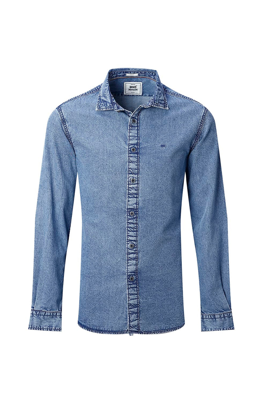 BASICS SLIM FIT BLUE SHADOW COTTON INDIGO SHIRT