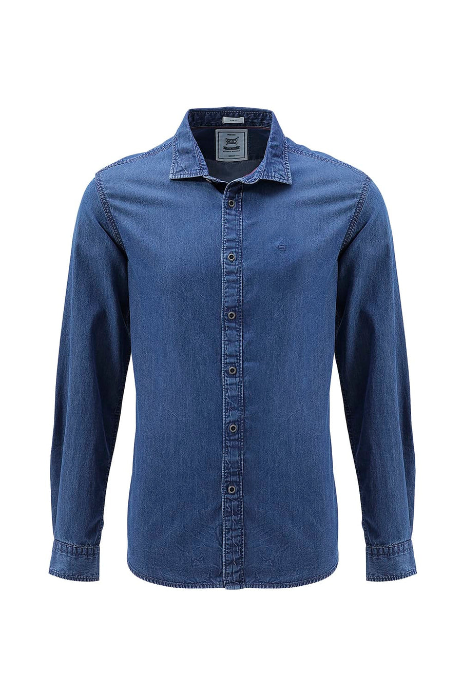BASICS SLIM FIT BERING BLUE COTTON INDIGO SHIRT