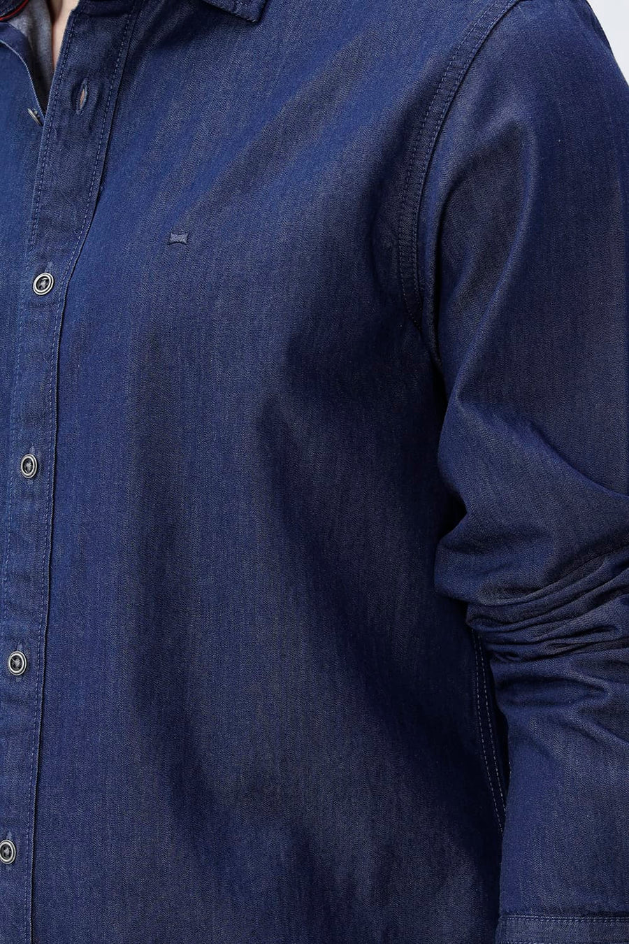BASICS SLIM FIT PAGEANT BLUE COTTON INDIGO SHIRT