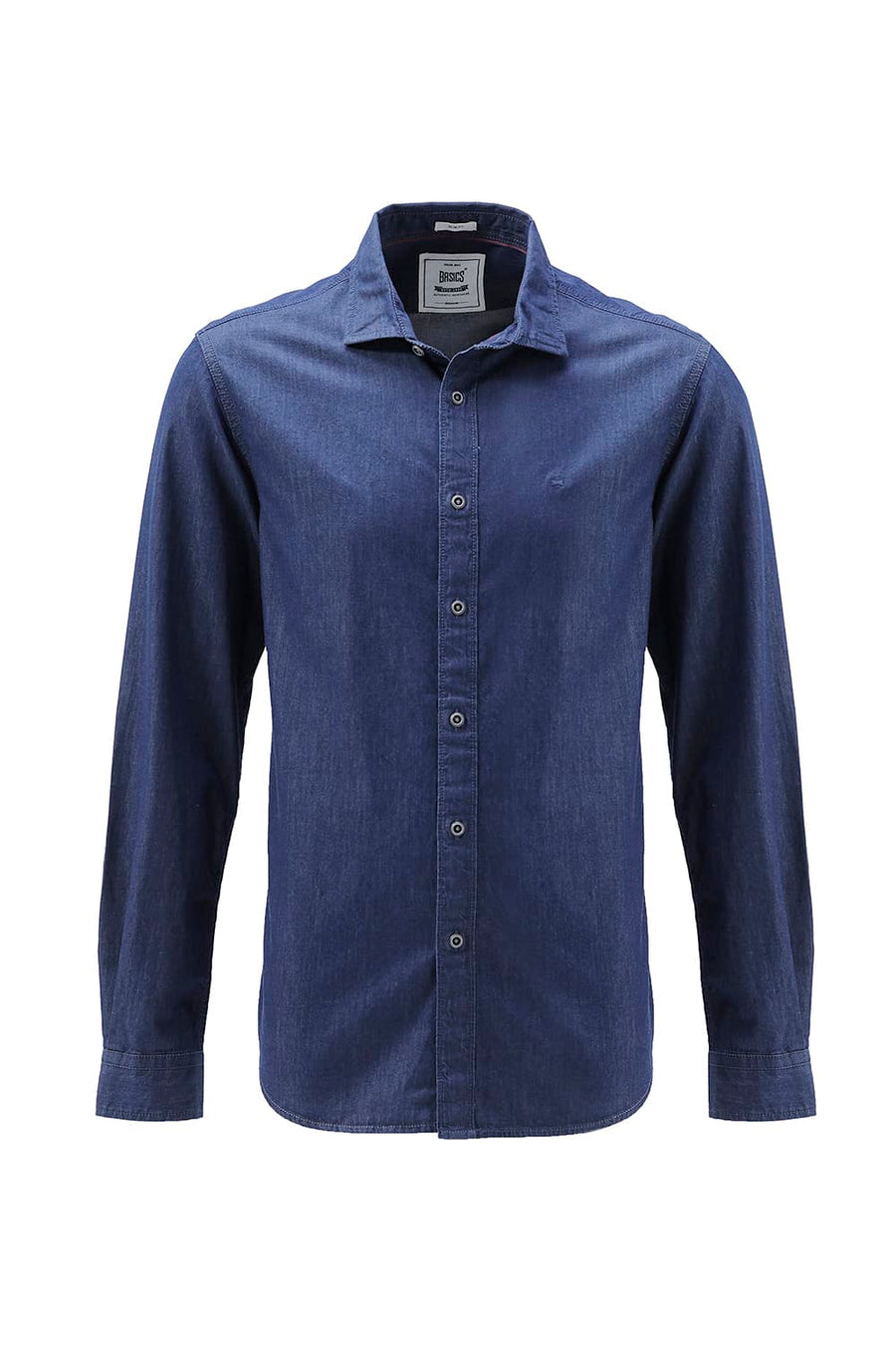 BASICS SLIM FIT PAGEANT BLUE COTTON INDIGO SHIRT