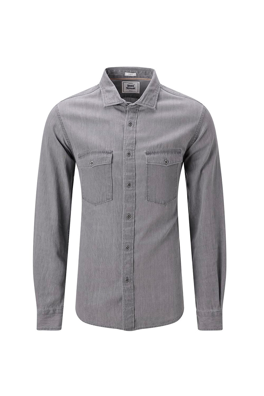 BASICS SLIM FIT GRAY BLACK COTTON SULPHUR SHIRT