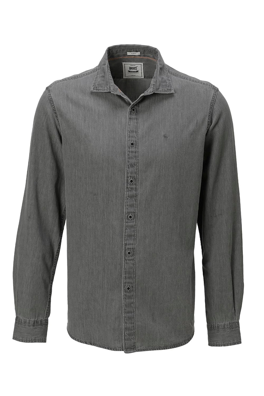 BASICS SLIM FIT GRAY BLACK COTTON SULPHUR SHIRT