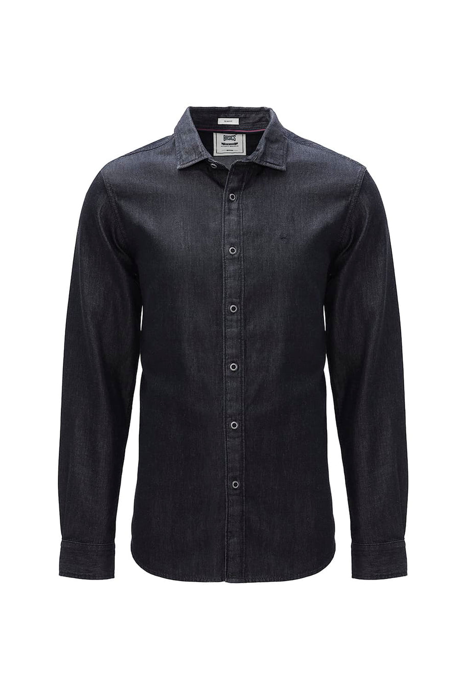 BASICS SLIM FIT BLACK ROBE COTTON SULPHUR SHIRT