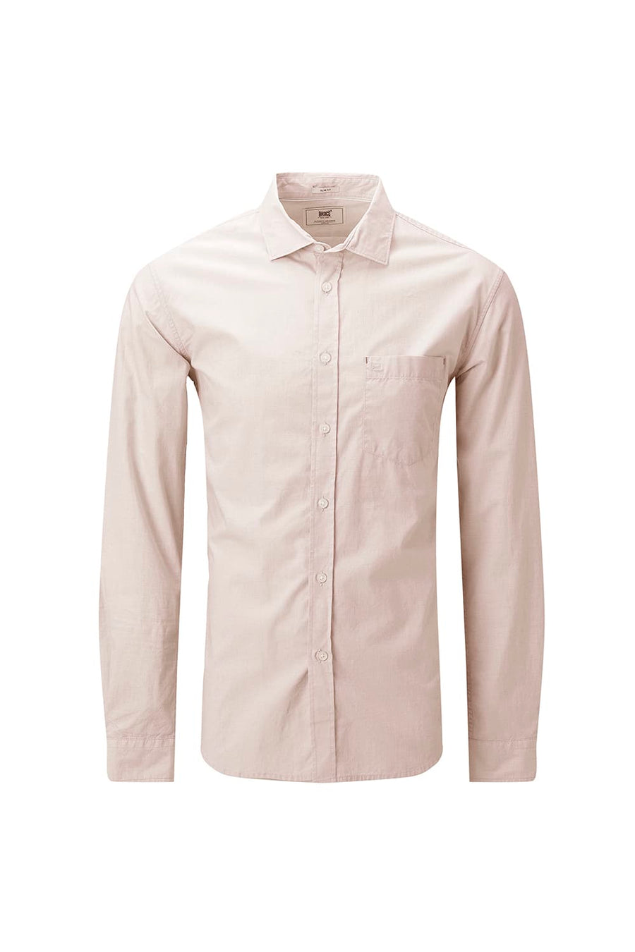 BASICS SLIM FIT SAND BEIGE COTTON FIL-A-FIL SHIRT