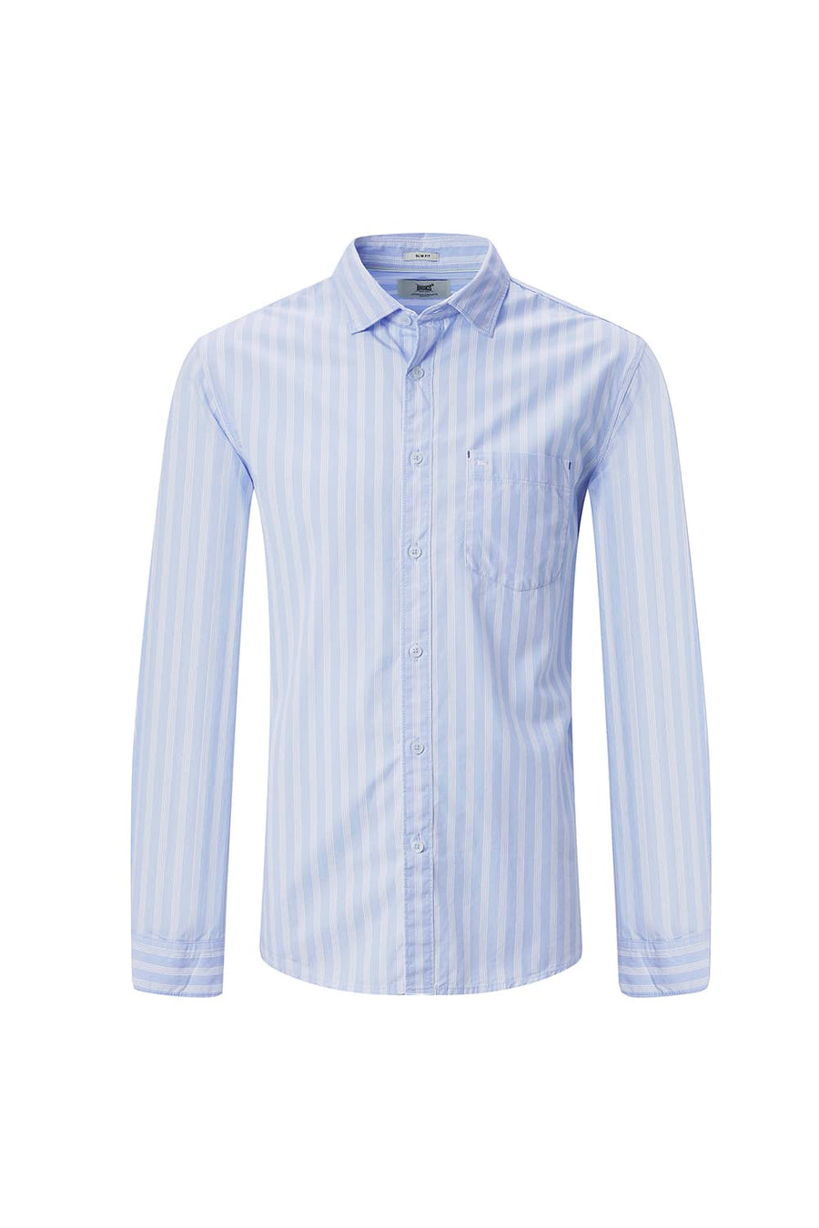 BASICS SLIM FIT SKY BLUE COTTON STRIPE SHIRT